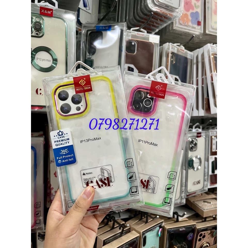 CHÍNH HÃNGỐp lưng KST lưng cứng viền dẻo màu cầu vồng cho iphone 11 12 13 PRO / MAX
