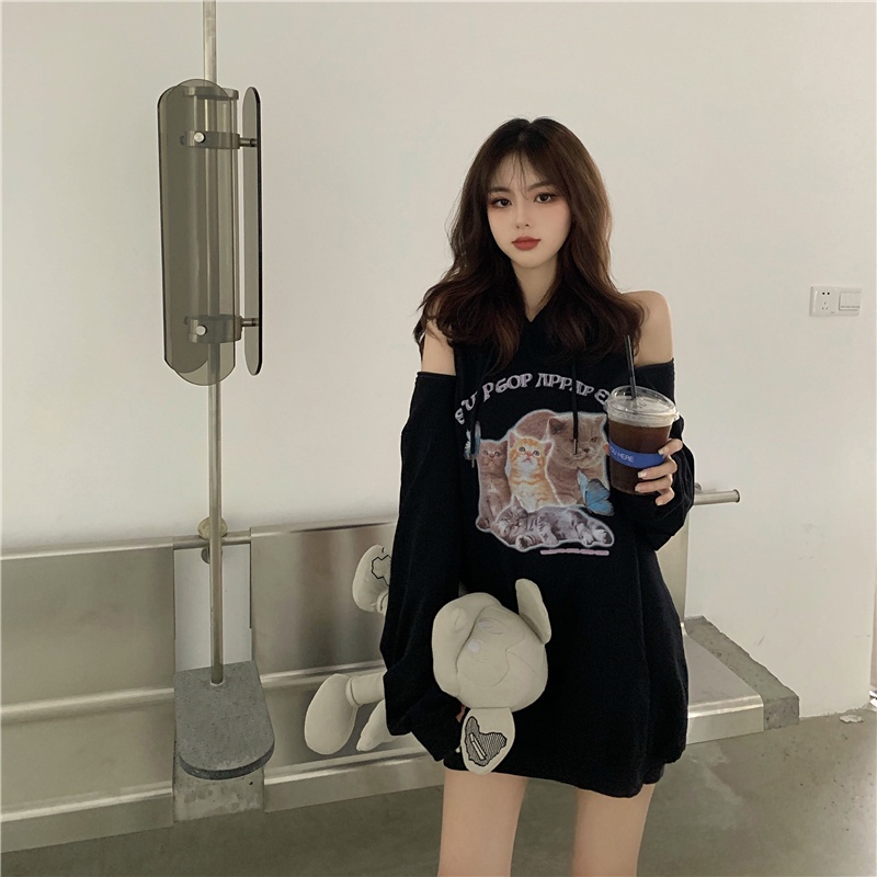 Áo hoodie dáng rộng in họa tiết thời trang mới cho nữ | BigBuy360 - bigbuy360.vn