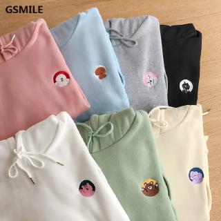 Áo Hoodie hoạ tiết hoạt hình phong cách Hàn Quốc thiết kế đơn giản cho phái nữ