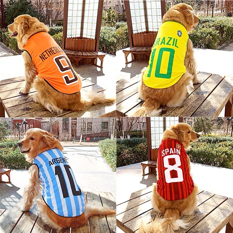 Áo cho chó thể thao mùa hè đội tuyển bóng đá size 2XL-6XL phù hợp boss từ 6 tới 25kg, áo cho thú cưng