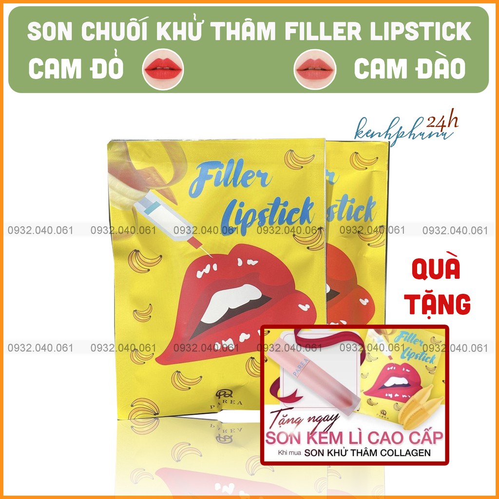 Son Filler Collagen Chuối Khử Thâm Parea cùng son màu Chu Lipstick Chính Hãng