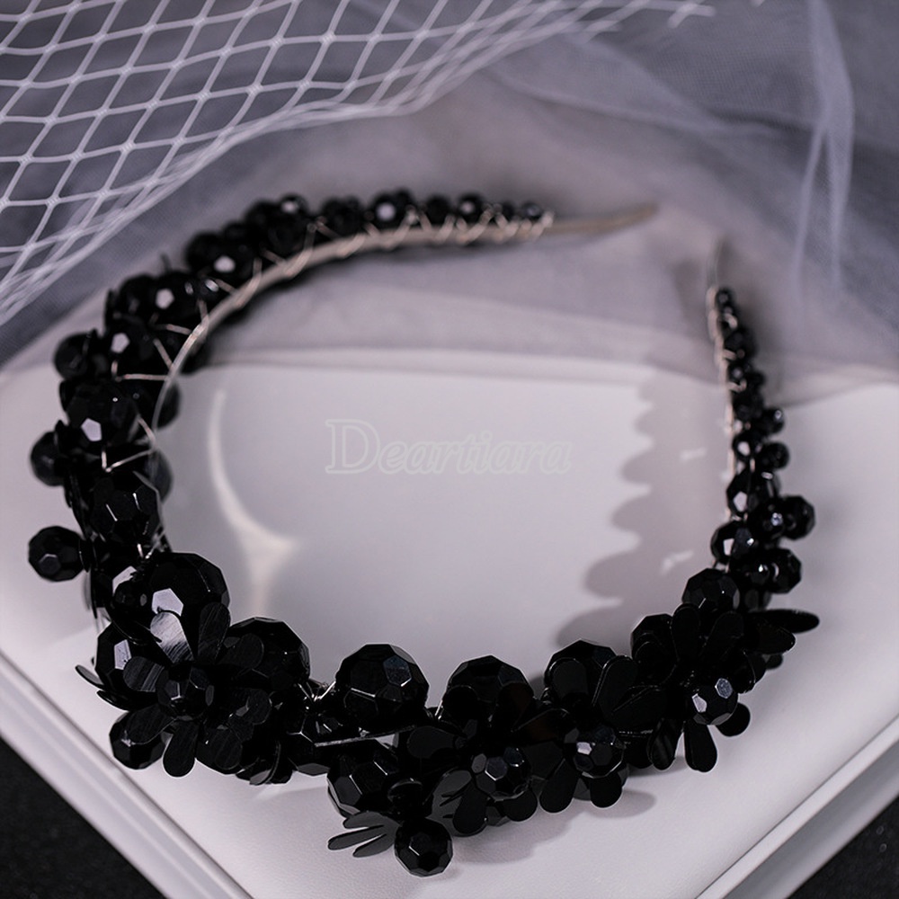 Băng Đô Đính Đá Pha Lê Trong Suốt Hình Hoa Dành Cho Nữ Dễ Phối Đồ