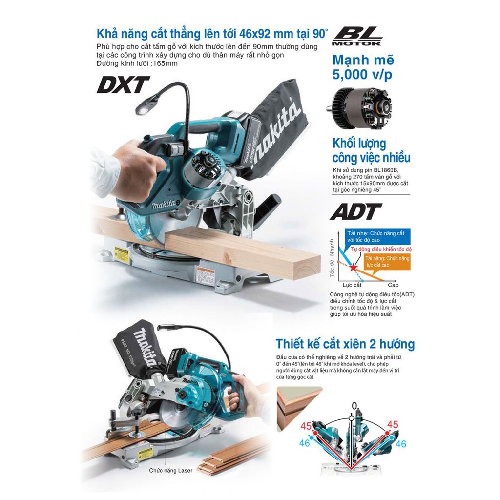 Máy cưa đa góc để bàn dùng pin Makita DLS600Z