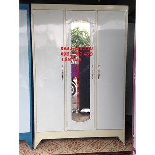 Tủ sắt  quần áo 3 buồng sơn dầu giá rẻ 1m8x1m2