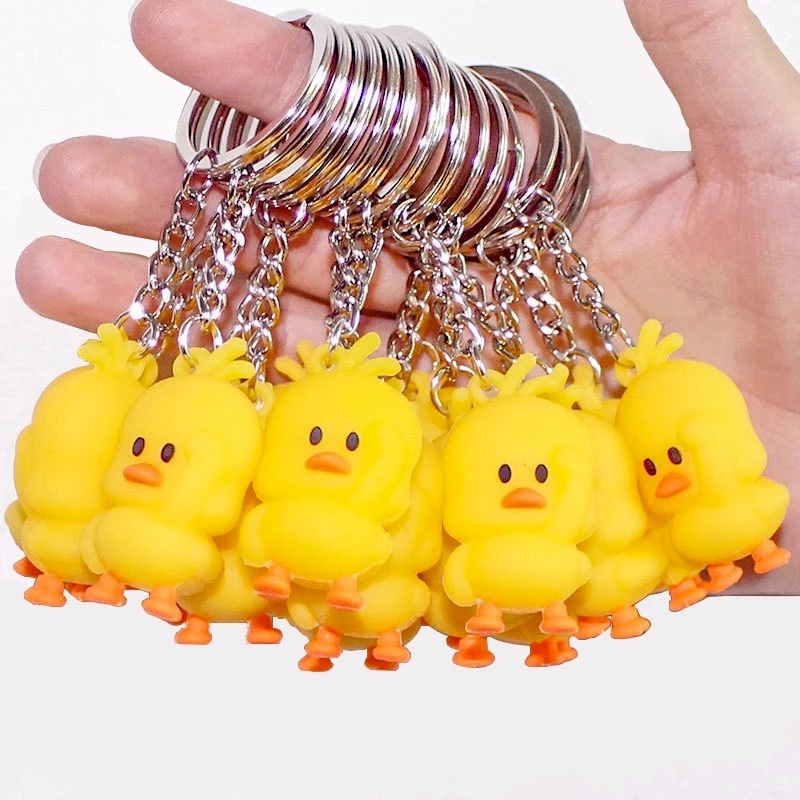 1 Móc Khóa Hình Chú Vịt Con Màu Vàng Dễ Thương 2.5cm