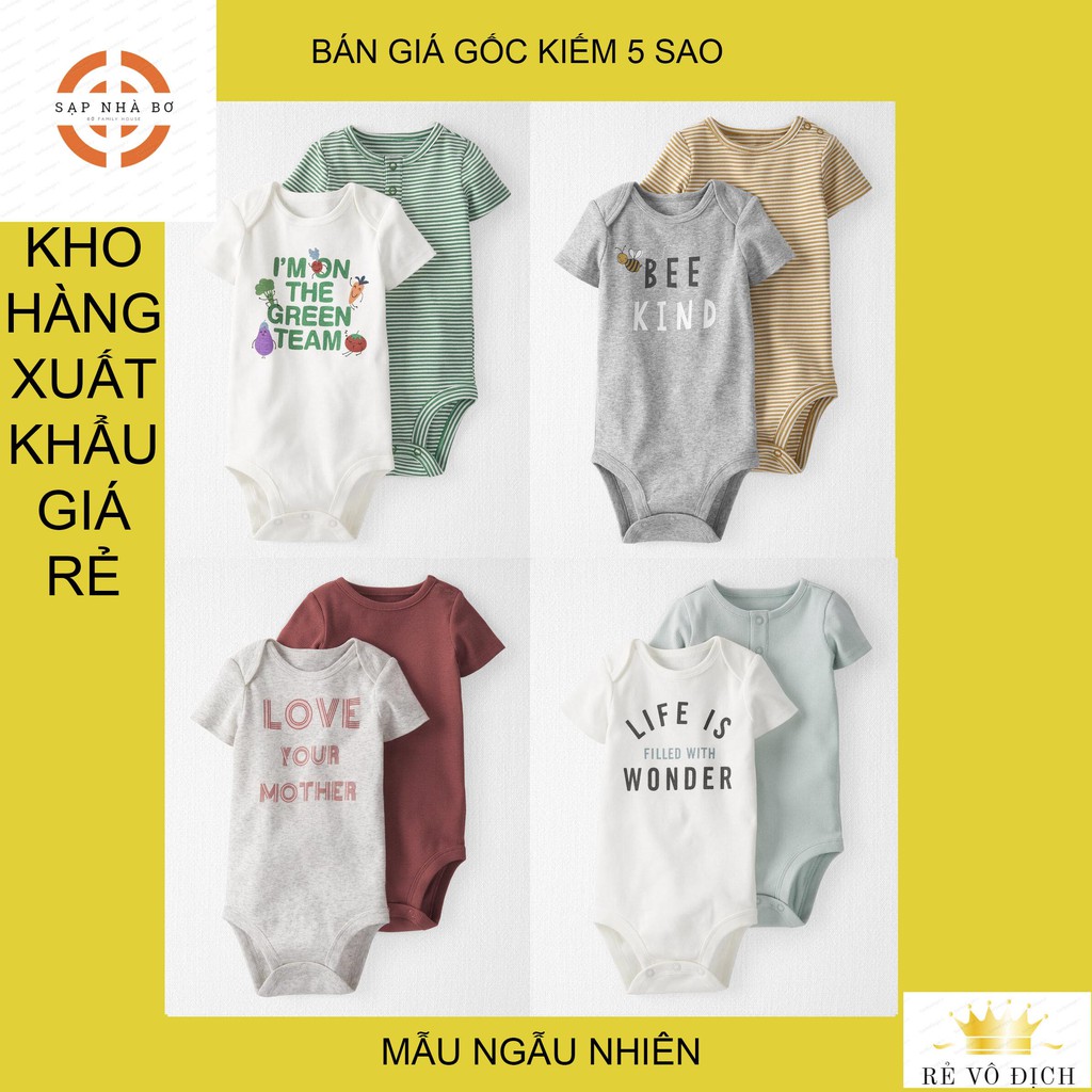 Bodysuit xuất khẩu Size 3M  tay ngắn cho bé ( Màu ngẫu nhiên ) - áo liền quần, body suit, sleep suit, body ngắn tay