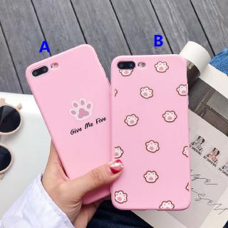 Ốp điện thoại màu hồng in hình chân mèo cho iphone 6 6s 6p 6sp 7 8 7p 8p X XS XR XS max