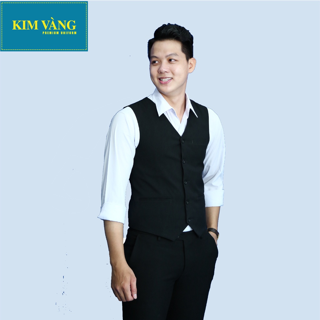 Áo Ghile nam nữ đồng phục pha chế nhà hàng khách sạn chất liệu Cashmere Ý - Màu đen