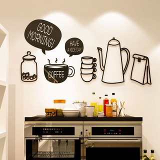 Tranh mica dán tường dán nổi - good morning cafe trang trí quán cafe, trà sữa, quán ăn, khu đồ uống