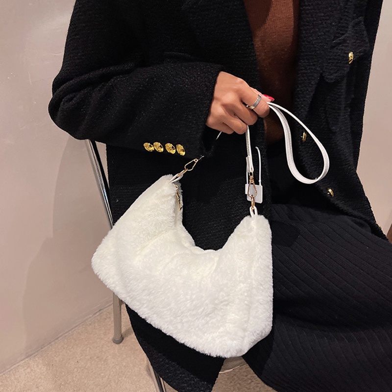 Túi đeo vai IELGY bằng nhung lông mềm mại có khóa kéo thời trang tùy chọn màu sắc cho nữ