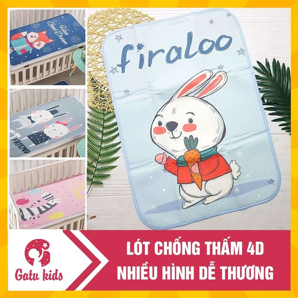 Lót chống thấm 4D dễ thương 1 mặt cotton, 2 lớp lưới chống thấm