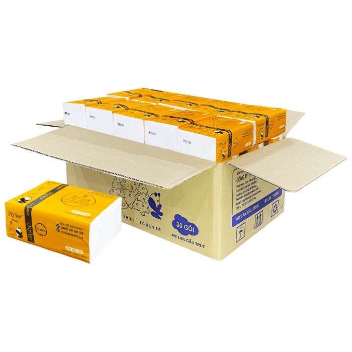 1 Thùng  Khăn Giấy Rút Gấu Trúc MyLan 3 lớp Cao Cấp