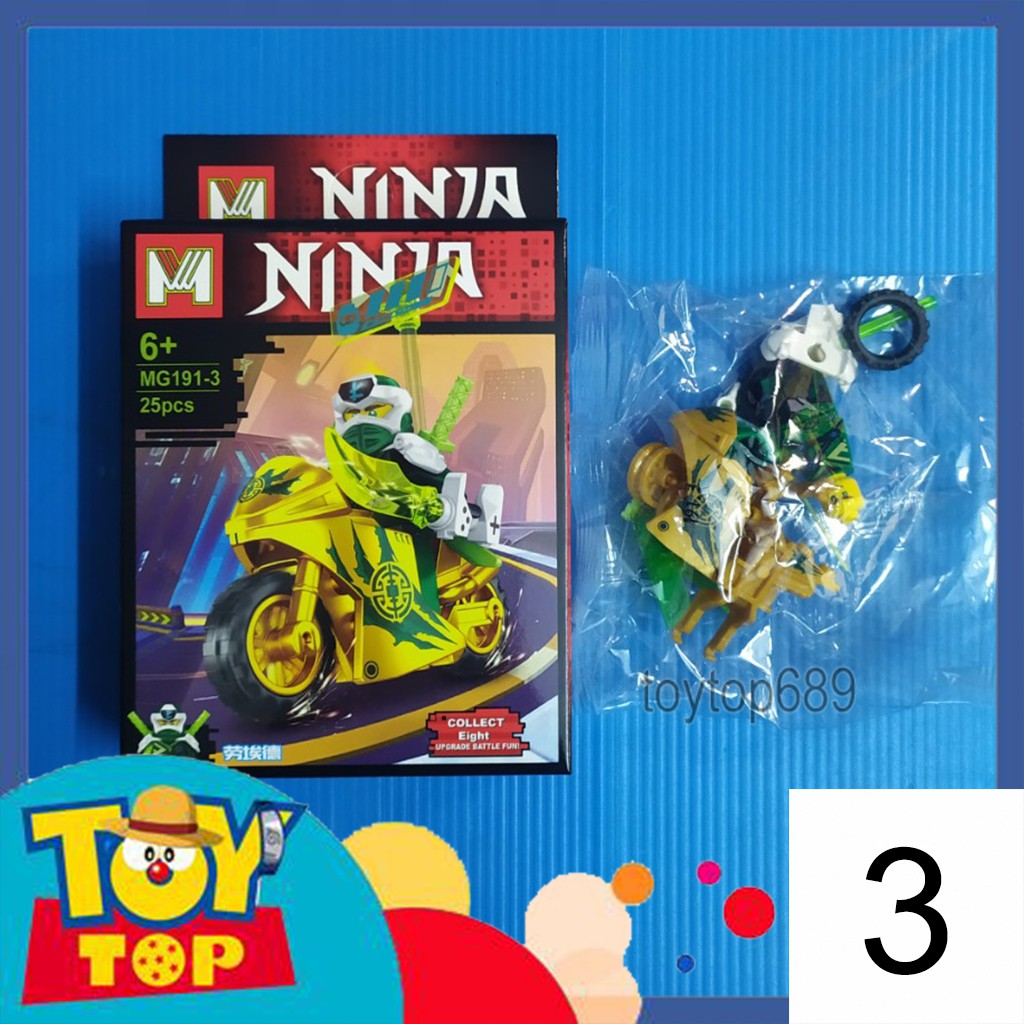 Đồ chơi combo 8 mini ghép ninja SS12 xếp hình Ninja Digi lái xe máy motor phiên bản vàng lắp ráp MG191