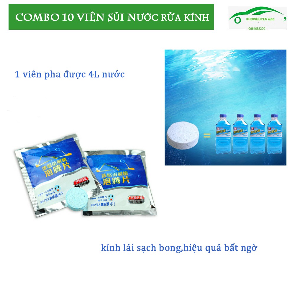 Combo 10 viên sủi rửa kính lái ôtô