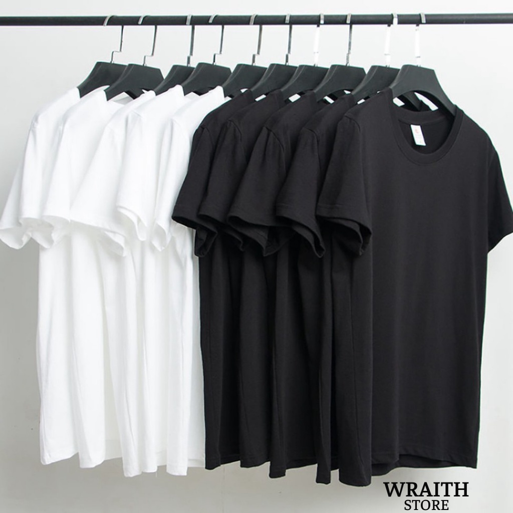 Áo Thun Trơn Wraith Trắng Đen Cotton 4 Chiều Thoáng Mát.