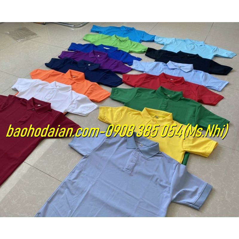 Áo thun nam nữ ngắn tay có cổ vải poly Thái co giãn thoải mái