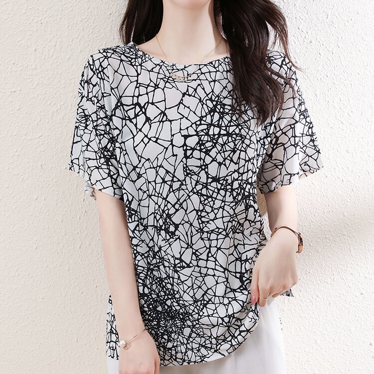 Áo Thun Tay Ngắn Cổ Tròn Dáng Rộng Thời Trang Mùa Hè Phong Cách Hàn Quốc Cho Nữ Plus Size