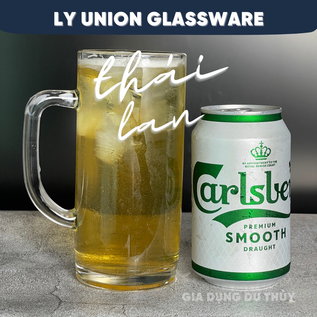 Bộ 6 Ly thủy tinh có quai uống có quai hàng Thái Lan thương hiệu thủy tinh Union Glassware dung tích 400ml
