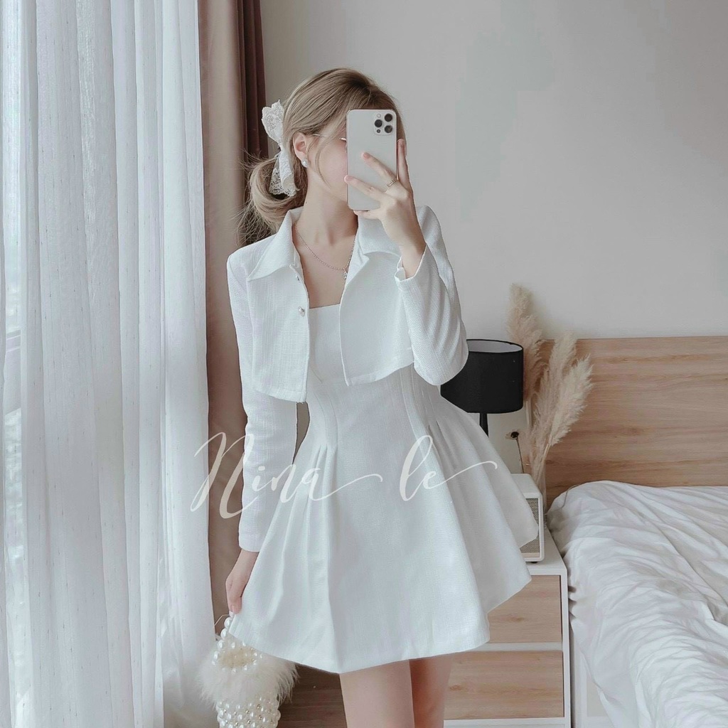 Đầm xòe có mút kèm áo khoác xịn sò