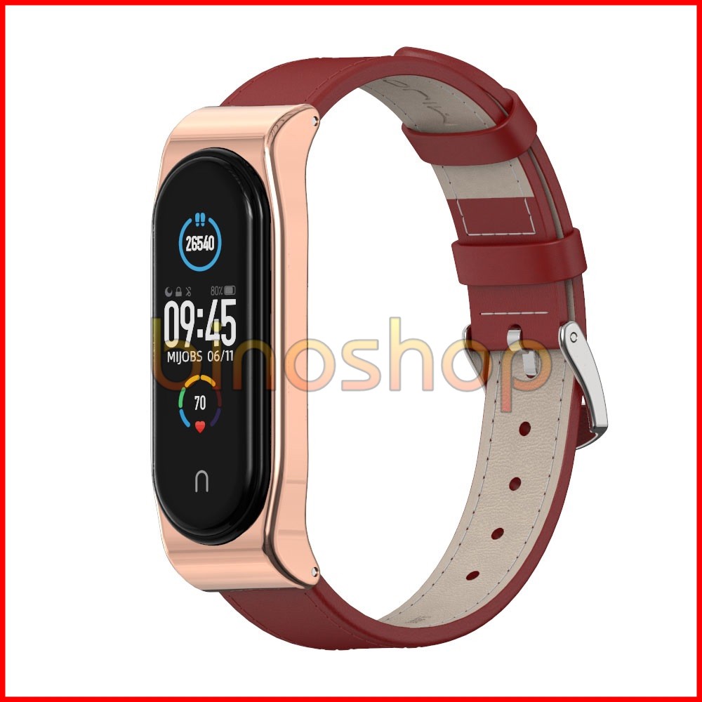 Dây đeo miband 5 da bò chính hãng MIJOBS, dây đeo thay thế mi band 5 da bò CLASSIC MIJOBS