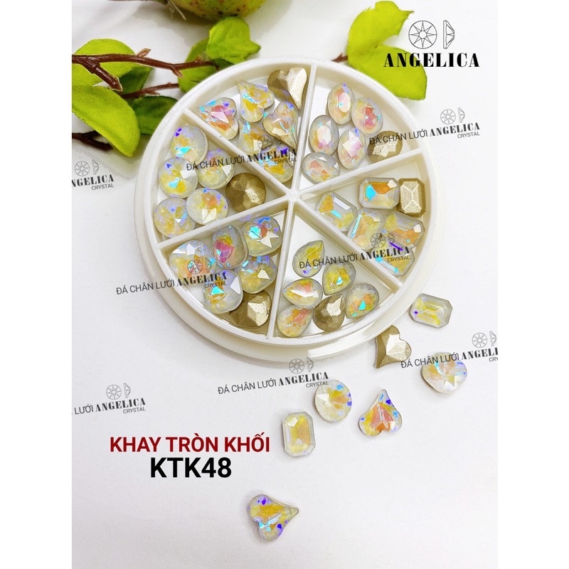 Khay đá khối 36 viên mix màu mix hình- phụ kiện nail trang trí móng