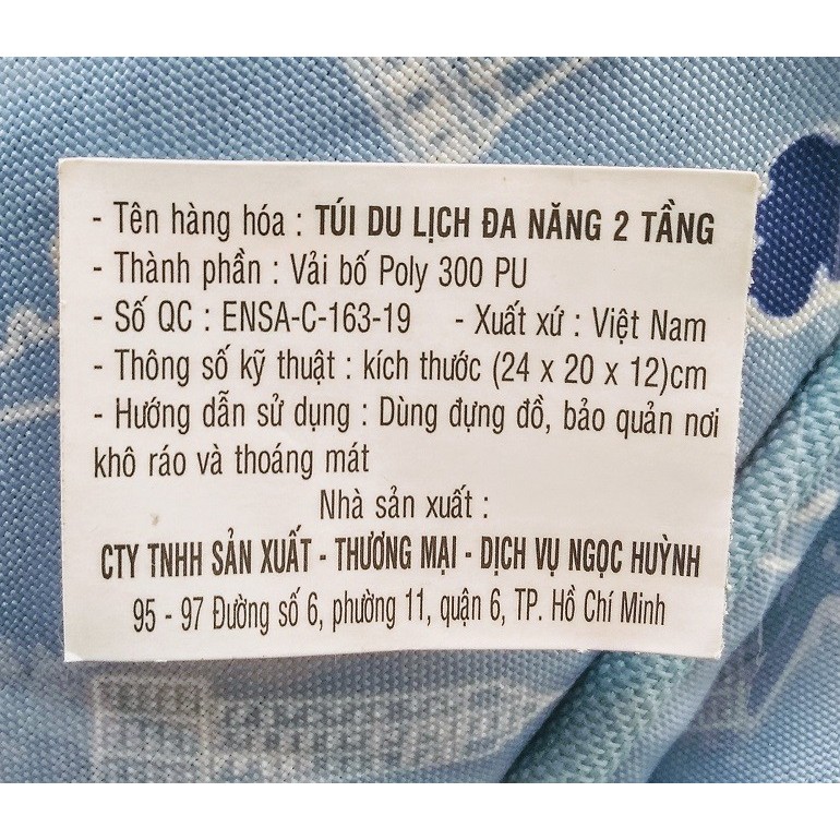 Túi du lịch mini - túi vải 2 tầng tiện dụng