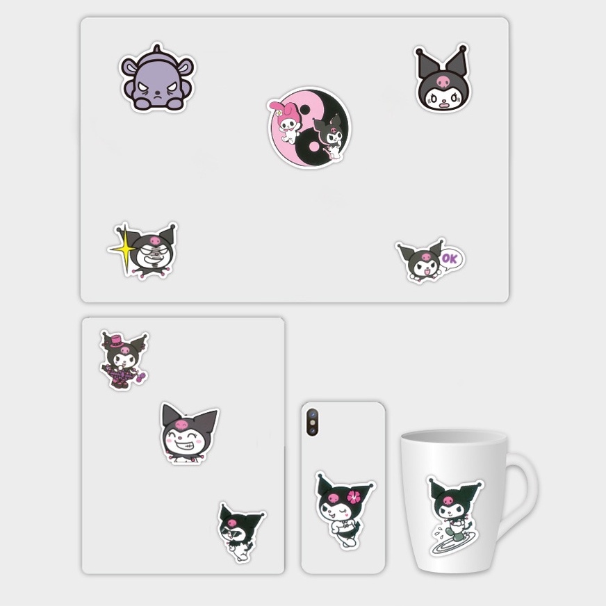 Set 100/50/25/10 Sticker Dán Trang Trí Hình Kuromi Hoạt Hình