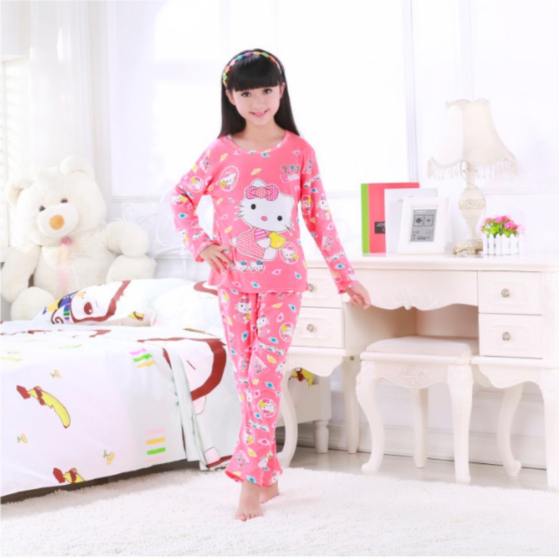 Bộ Pijama Hello Kitty Tay Dài Cho Bé Gái