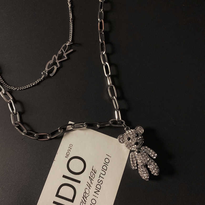 Dây Chuyền Nhiều Lớp Mặt Hình Gấu Phong Cách Retro 2266