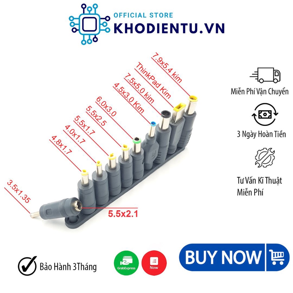 Bộ 10 Jack Cắm DC 5.5x2.1MM cho máy tính Cổng chuyển nguồn DC sữa chữa- Kho Điện Tử