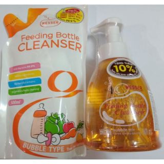 Bộ 1 chai 1 túi nước rửa bình sữa Wesser 500ml