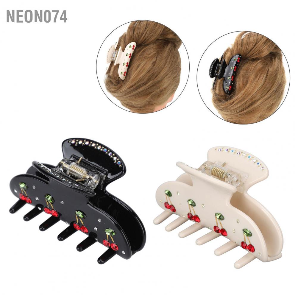 Neon074 Neon074 Cherry Pattern Phụ nữ Girls Acetate Thời trang Rhinestone Kẹp tóc kiện cho cuộc sống hàng ngày Hẹn hò