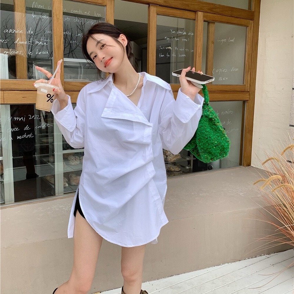 Áo Sơ Mi Tay Dài Dáng Rộng Thiết Kế Mỏng Thời Trang Mùa Thu Dành Cho Nữ