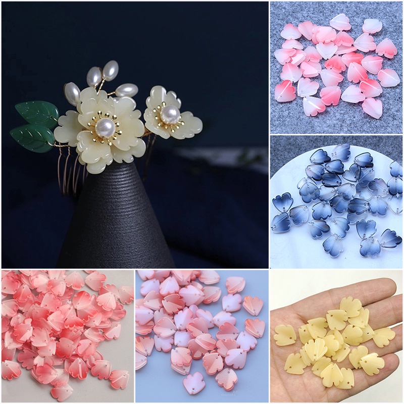 5 cánh hoa mẫu đơn 15*16mm chất liệu bột đá ép nguyên liệu làm trâm làm trang sức