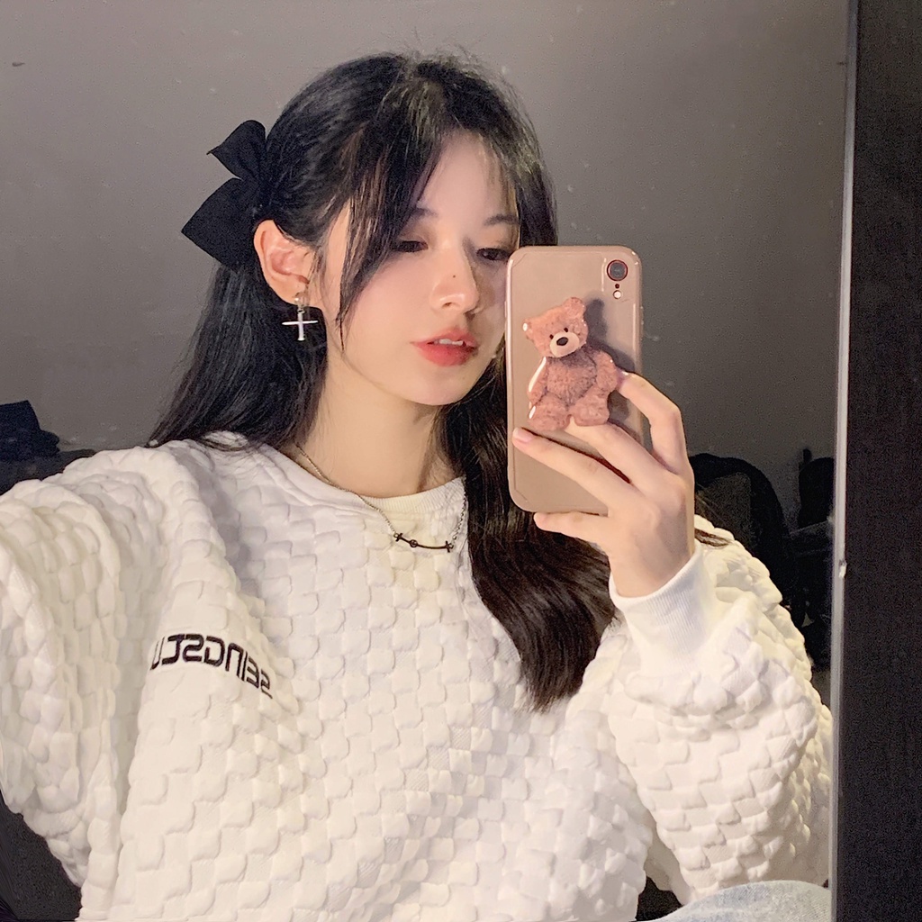 Áo Sweater Mỏng Tay Dài Cổ Tròn Dáng Rộng Phong Cách Hàn Quốc Dành Cho Nữ | BigBuy360 - bigbuy360.vn