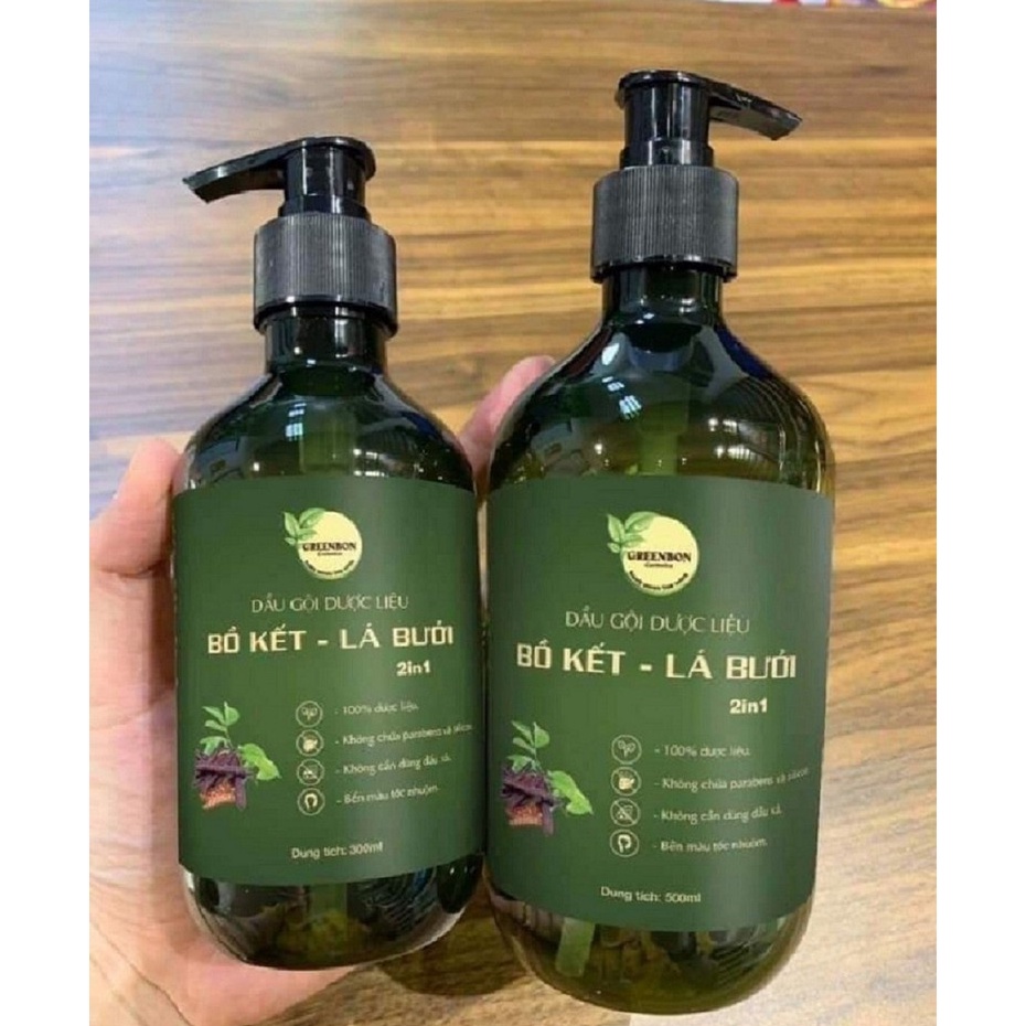 Dầu gội dược liệu Bồ kết – Lá bưởi 2in1 GREENBON,100% Chiết xuất từ thiên nhiên