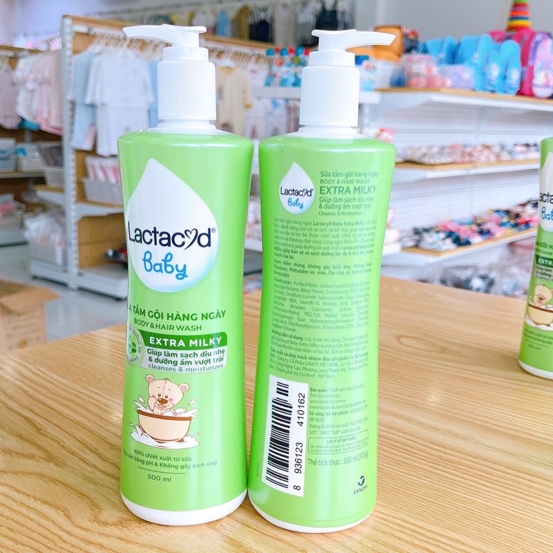 (500ml)Sữa Tắm Sanofi Lactacyd Milk Dưỡng Da Cho Bé 500ml Chai Có Vòi