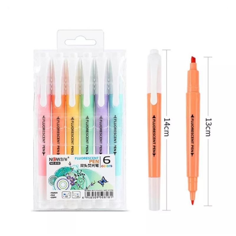Vỷ 6 bút dạ quang màu pastel, Bút đánh dấu, bút nhớ dòng
