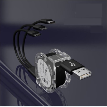 Cuộn Cáp Sạc Nhanh 3 Đầu Thông Minh-Dây Cáp Sạc 3 ĐẦU RÚT MicroUSB,Type C,IPDây TPE Lõi Đồng Siêu Bền
