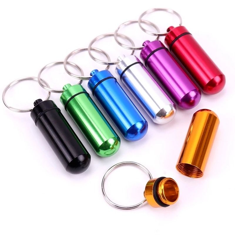 Ống nhôm đựng thuốc đựng vật dụng mini có móc treo móc khoá tiện lợi EDC Aluminum Pills