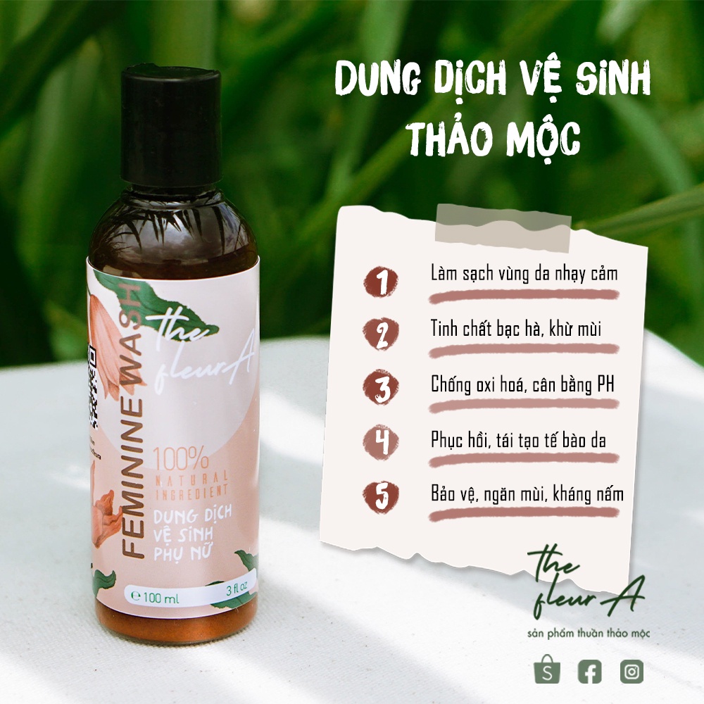 Dung Dịch Vệ Sinh Phụ Nữ Thảo Mộc Kháng Khuẩn Giảm Viêm Ngứa, Khử Mùi Hư 330ml - Sản phẩm thủ công the FleurA