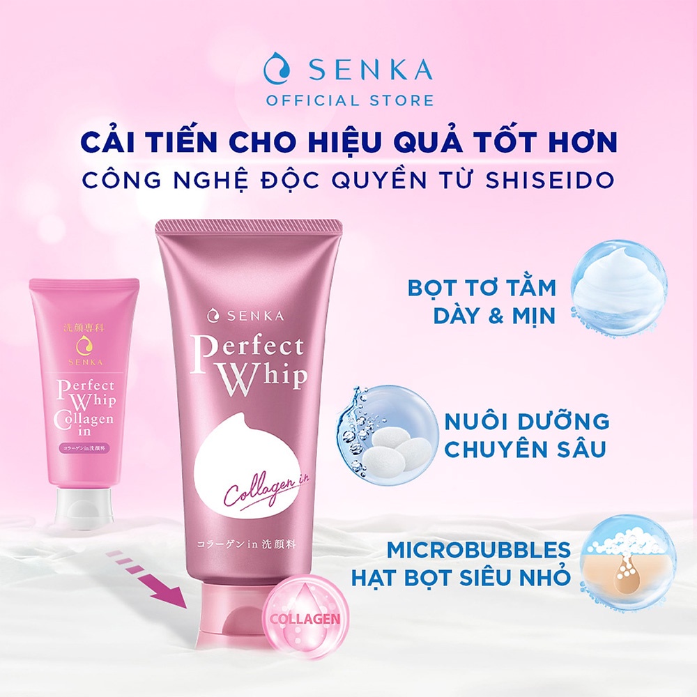 Sữa rửa mặt Senka Perfect Whip Cleansing Foam Nhật Bản sạch sâu sáng mịn