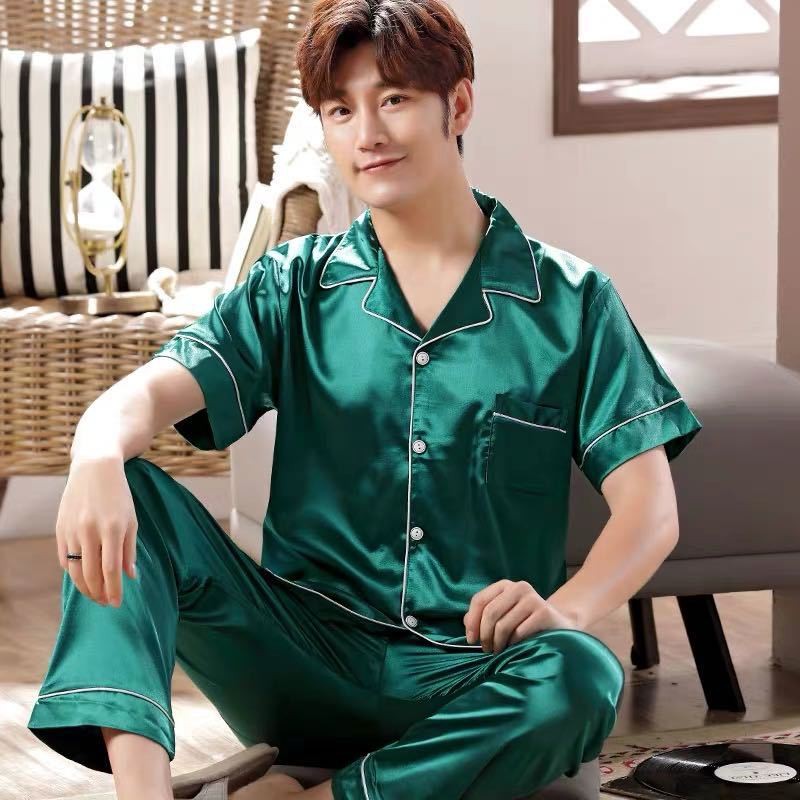 Bộ Pijama Áo Dài Tay Cổ Bẻ + Quần Dài Cho Nam | BigBuy360 - bigbuy360.vn