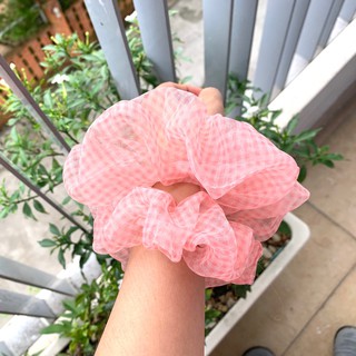 Cột tóc vải scrunchies caro nhí