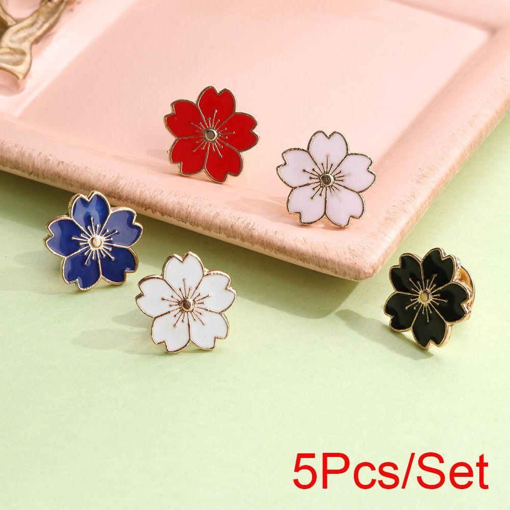 SUMU Set 5 Ghim Cài Áo Hình Hoa Anh Đào Hoạt Hình
