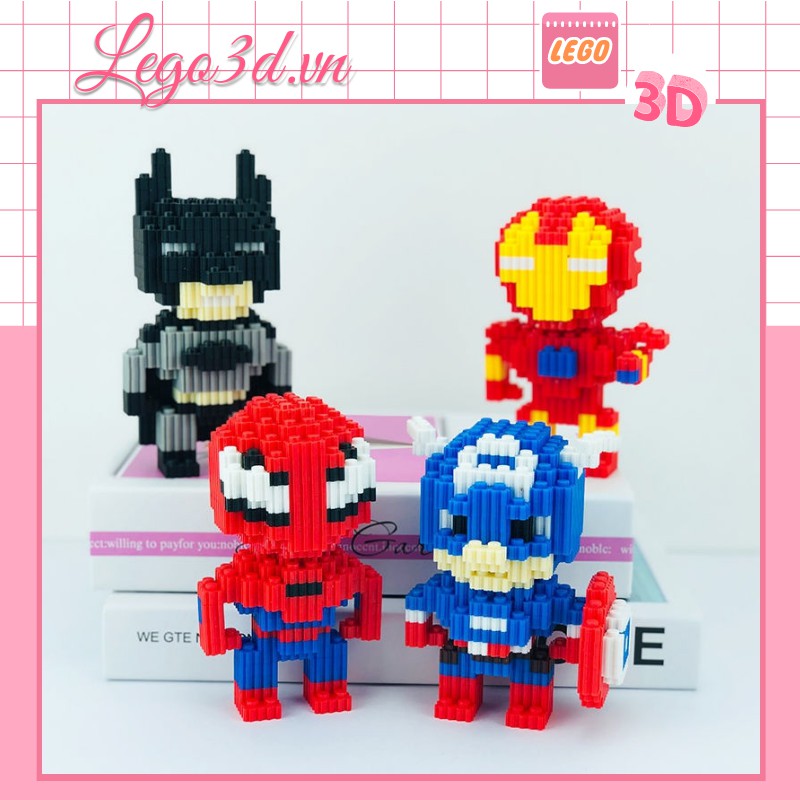 Bộ lắp ráp lego mô hình biệt đội siêu anh hùng Caption Ironman Spiderman