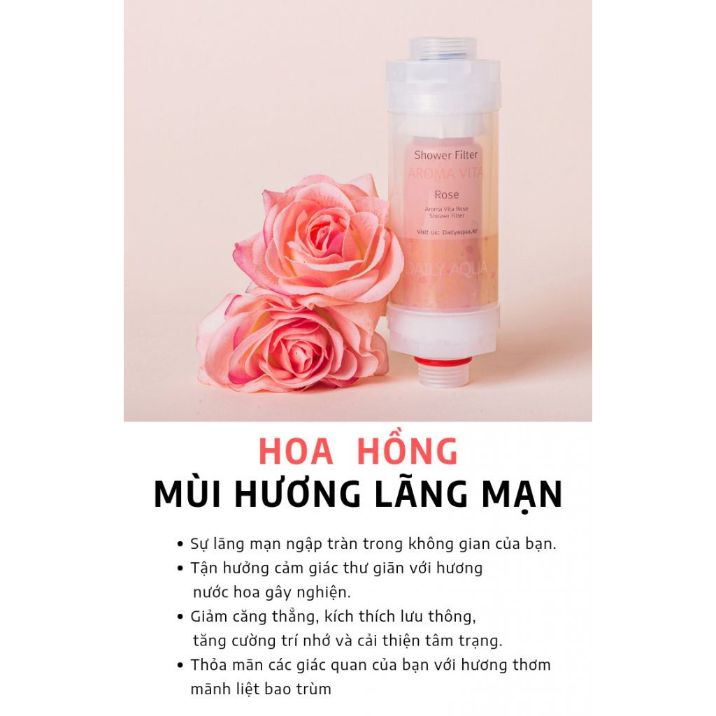 [Hàng chính hãng- Freeship] Lõi lọc vòi sen Vitamin Daily Aqua, cung cấp sữa và vitamin cho cơ thể - Hoa Hồng