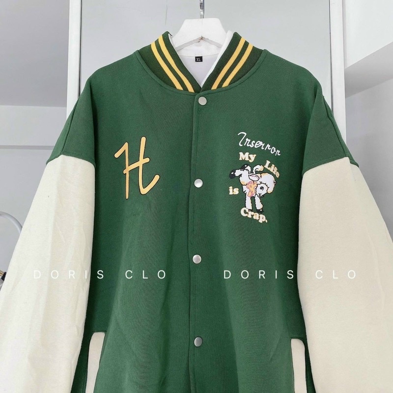 VARSITY JACKET BOMBER UNDERTRAP - BOMBER NỈ UNDERTRAP XANH DƯƠNG SIÊU HOT