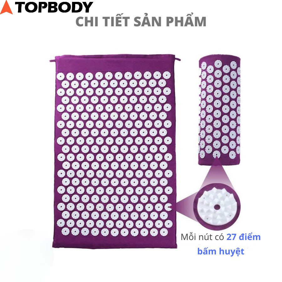 Thảm bấm huyệt Promat, thảm gai kết hợp châm cứu, massage yoga cao cấp TOPBODY - size lớn 68x42 cm - có túi-THAMS01