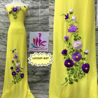 Vải áo dài thêu hoa 3D